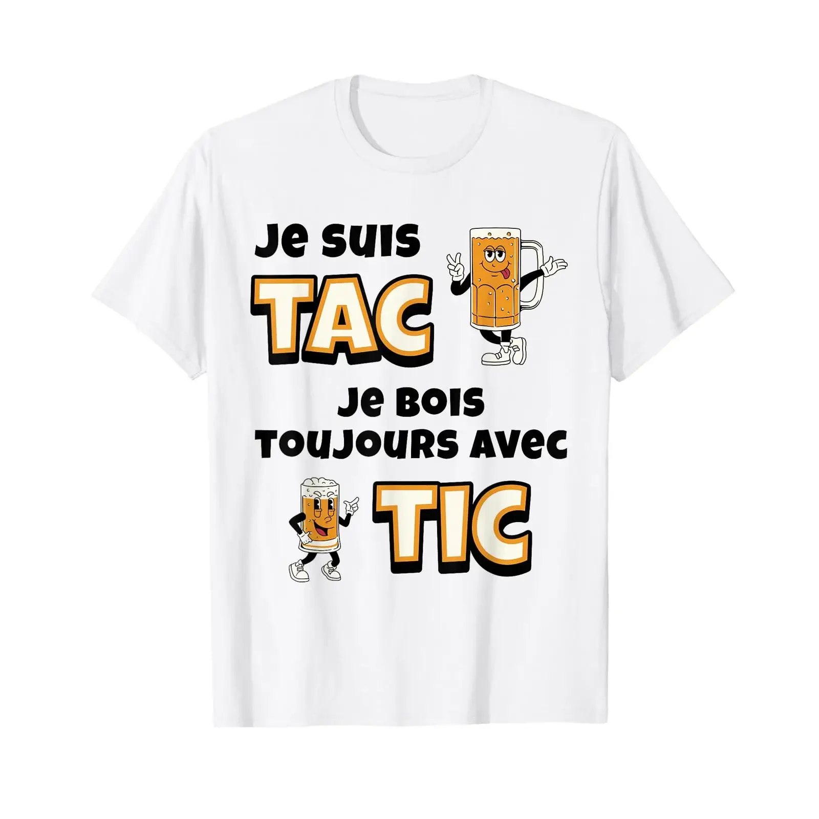Je suis Tac Bois Toujours avec Tic Beer Humour T Shirt vintage Washed homme Unisex streetwear Stylish fashion