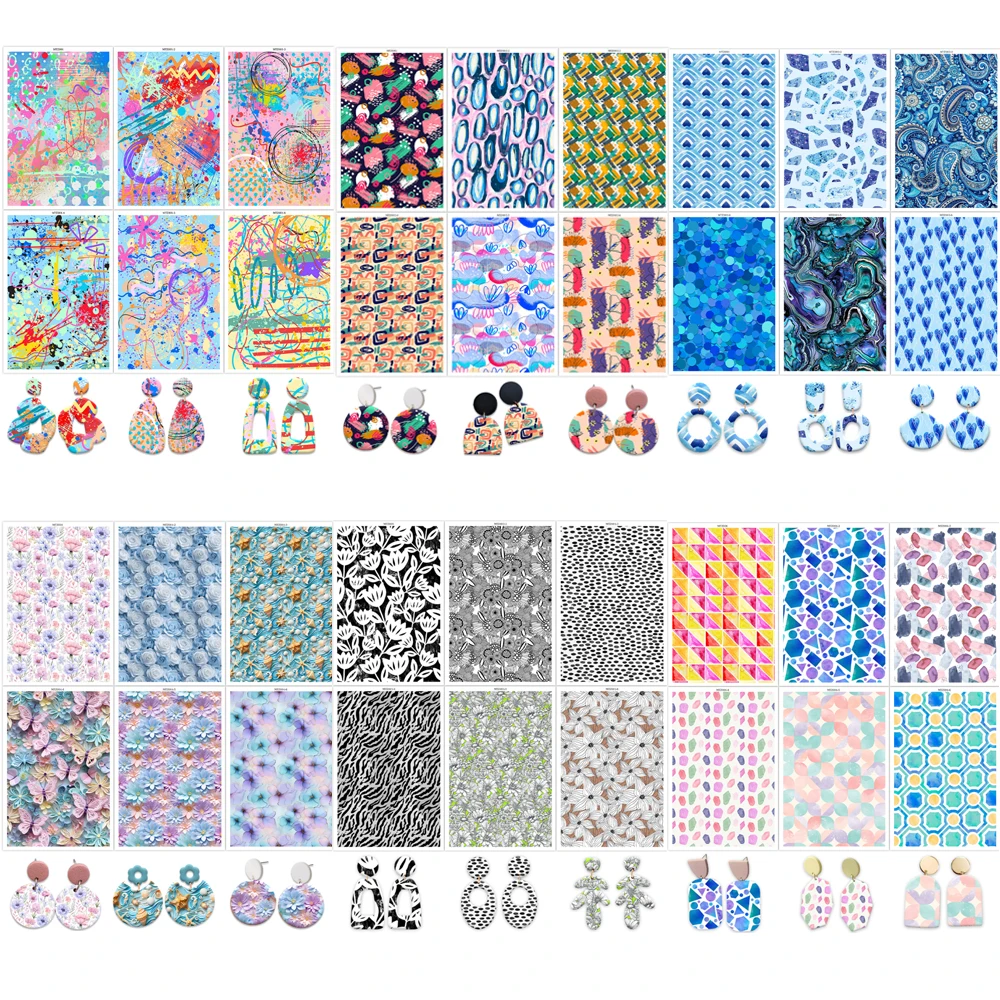 

6pcs/set Polymer Clay Watercolor Transfer Paper Engraving Printing Modeling Decorative Paper Ceramic Craft Pottery Making Tools