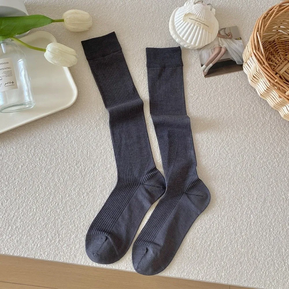 Fashion Thin Women Silk Socks High Quality Simple Style Long Socks Casual Wear Knee High Length Casual Long Socks Spring Summer