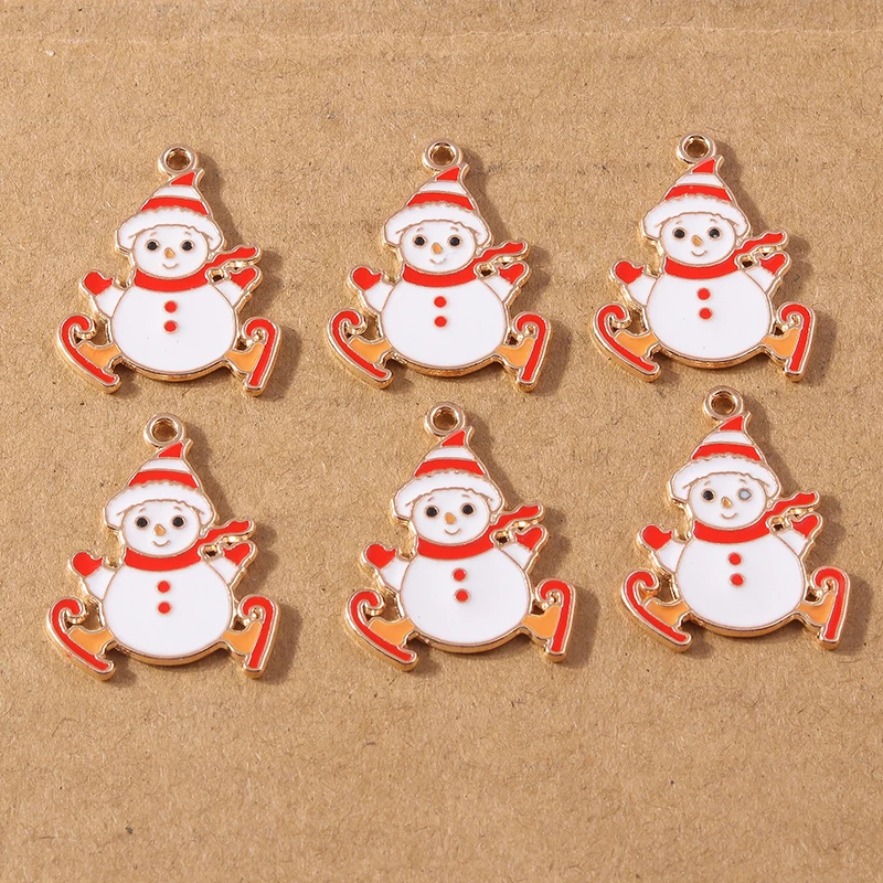 

10pcs Cute Enamel Christmas Charms Snowman Pendants for Jewelry Making Necklace Earrings DIY Accessories