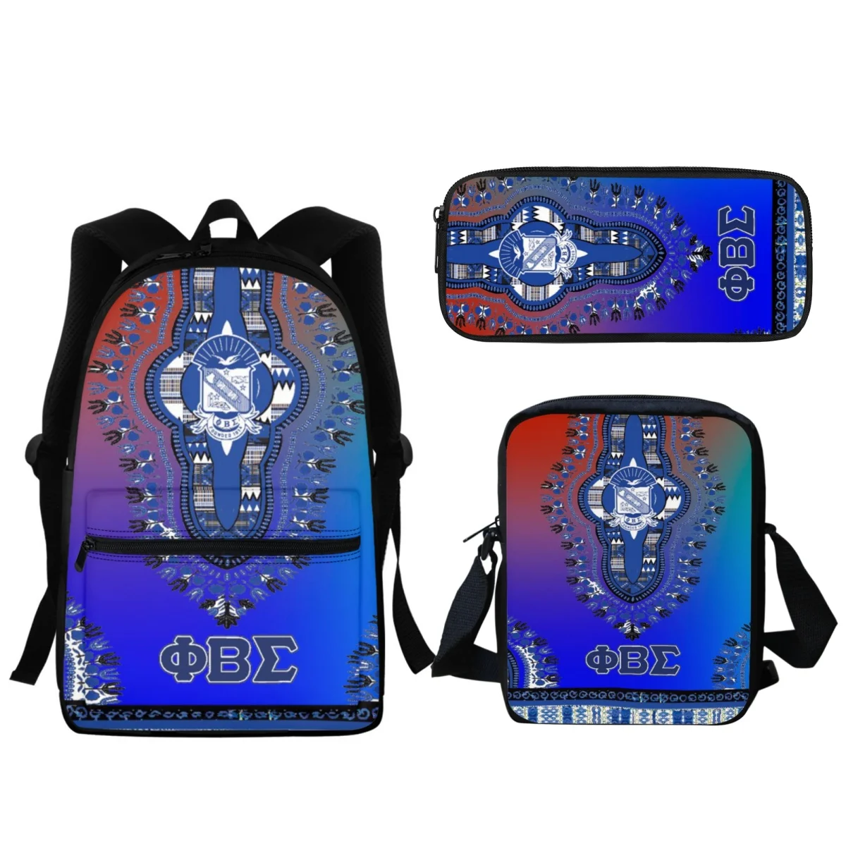 Bookbag Boys Girls Phi Beta Sigma Tribal Print Fashion Student SchoolBags Large Capacity Travel Computer Bag Retro Messenger Bag