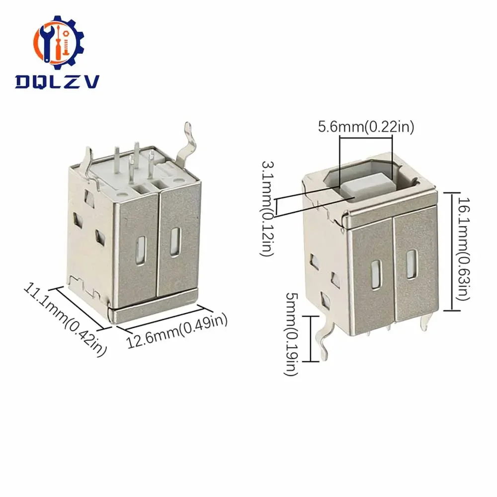 USB 2.0 Connector Socket Jack Female Male B Type 180°Connector Soldering PCB Connector Printer interface