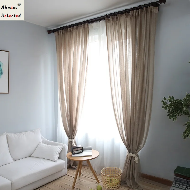 

Nordic Simple Solid Color Sheer Curtains For Living Room Bedroom Cafes Tulle Curtains Window Drapes Decorative Soft Fabrics