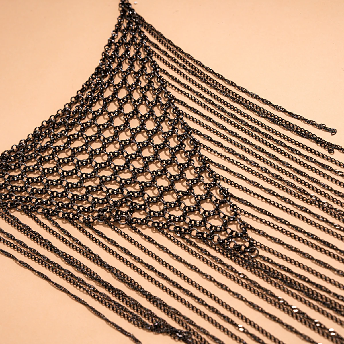 Grid chain triangular fringed necklace niche collarbone chain personality exaggerated necklace women