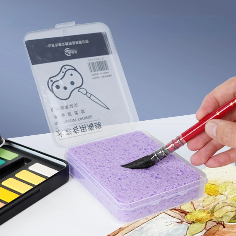 1pc Watercolor Painting Sponge Boxed Moisturizing Special Water Chalk Strong Water Absorption Sponge