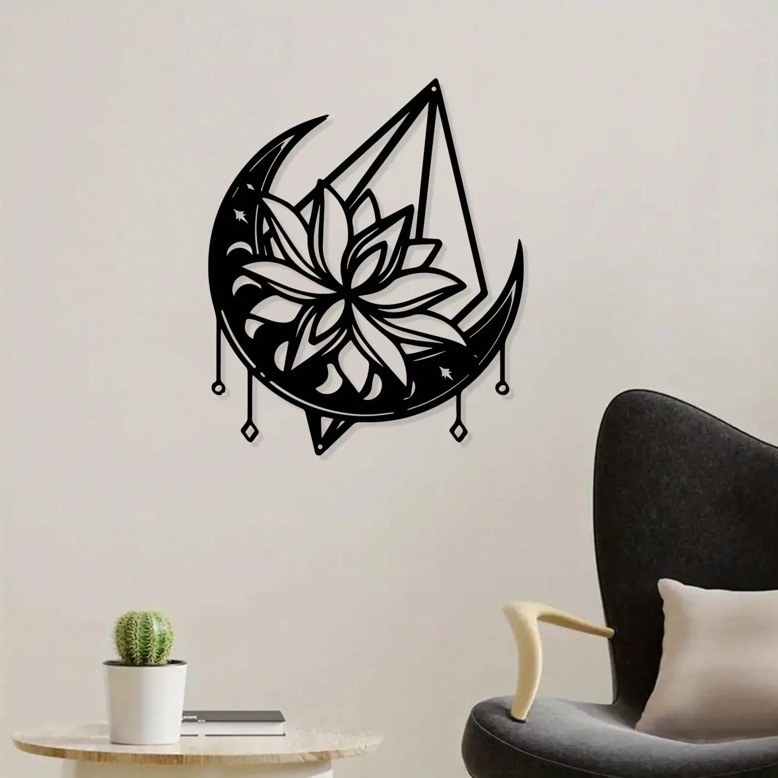 CIFBUY Metal Wall Art Lotus Sculpture Cutout Iron Minimalist Decor Weather Resistant Indoor Home Hanging Gift
