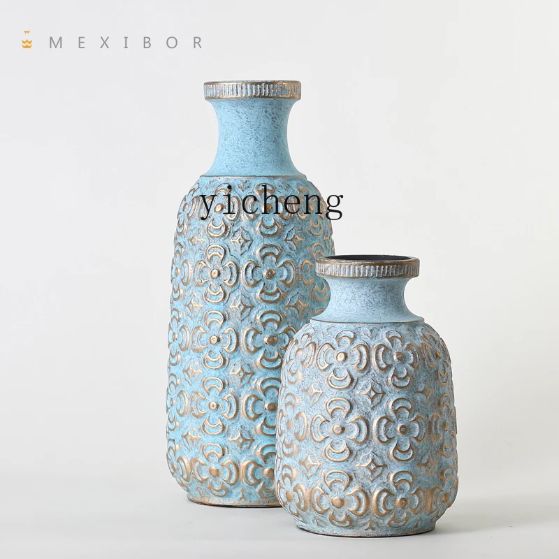DSA retro relief large vase ceramic old and simple living room dining table decoration hall furnishings