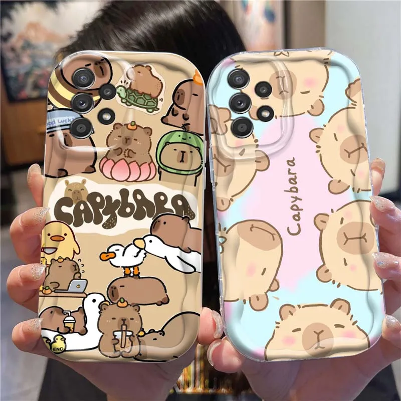 

Capybara Cartoon Cute Phone Case For Samsung A73 A72 A71 A56 A55 A54 A53 A52 A51 A32 A36 A26 A25 A13 A14 5G Wave Oil