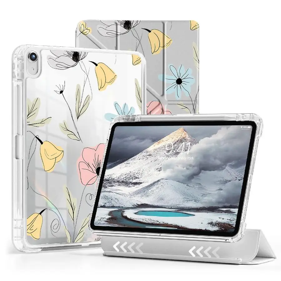 

Delicate Floral Line Art Tablet Case For iPad Air 4 5 M3 M2 M4 11inch Mini 6 7 11th 10th 9th 8th 7th 12.9inch Pro 2025 Holder