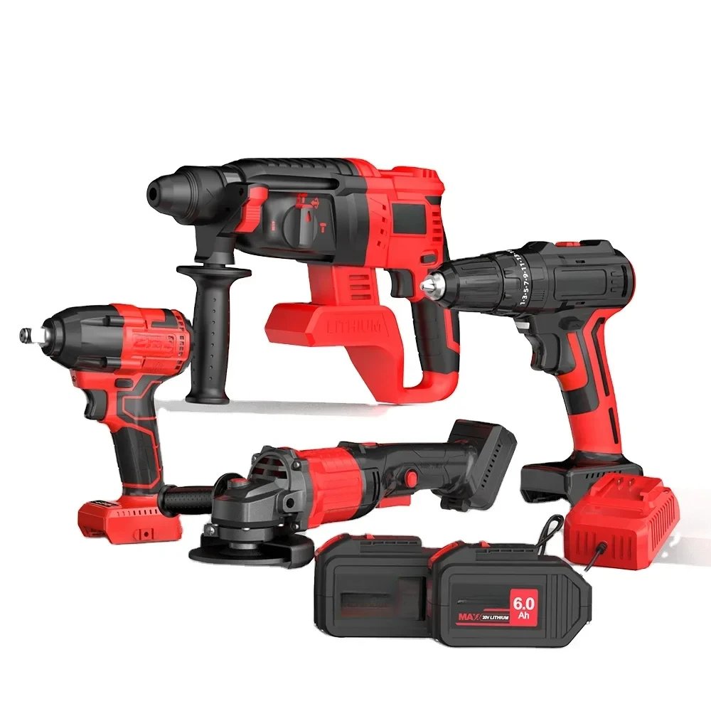 NAWIN Professional Red combination of various power tool sets impact drill Power tool set for home DIY