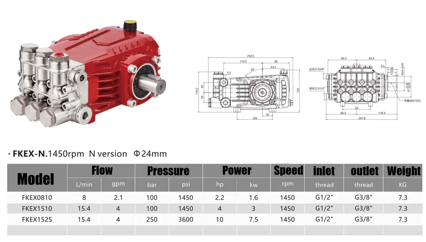 Favorable Price Vertical Multistage Pressure 250 Bar Portable Triplex High Pressure Plunger Pump for Car Cleaning