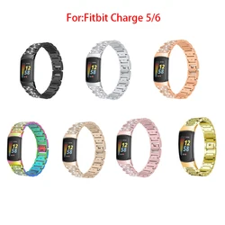 Diamond Stainless steel Strap For Fitbit Charge 5/6 band Women WatchBand Charge 6 Wristband accessories