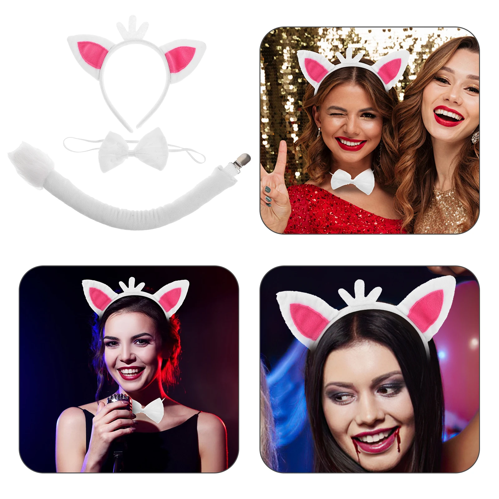 

1Set Cute Fox Ears Headband Animal Headband Soft Fox Tail Costume Birthday Party Halloween Cosplay Accessory for Women