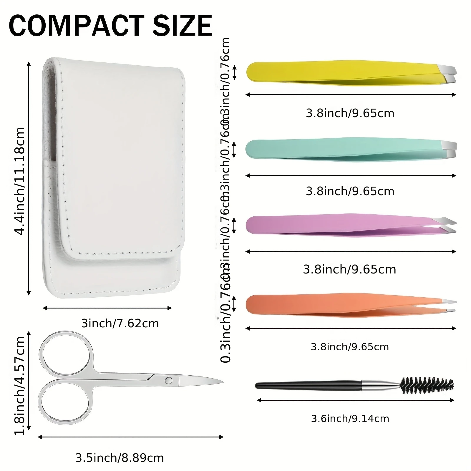 Conjunto de pinças de sobrancelha femininas, 6 peças, ferramentas de precisão de aço inoxidável com escova de cílios e tesoura curvada, kit de remoção de pelos faciais