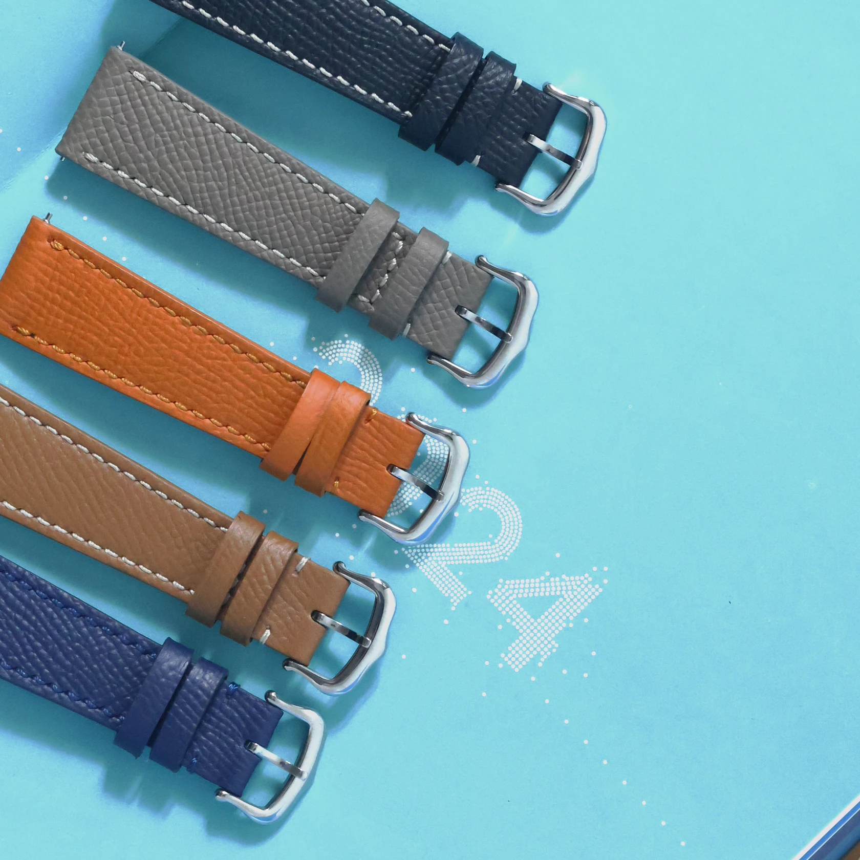 Couro genuíno frança epsom para montblanc longines hermès rolex omega pulseira de relógio de liberação rápida universal cabeça plana