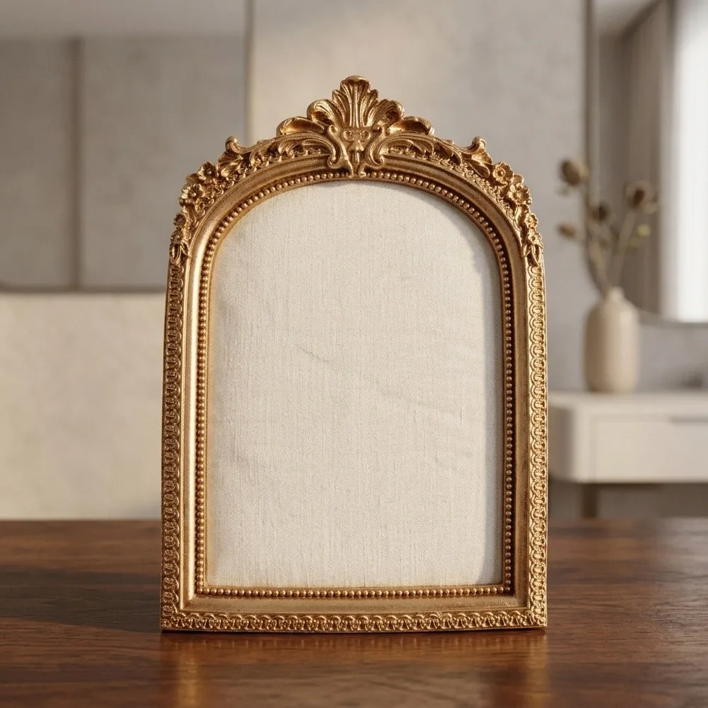 Antique Style Gold Resin Jewelry Organizer with Necklace Display Stand and for convertible Photo Frame for Multipurpose Use