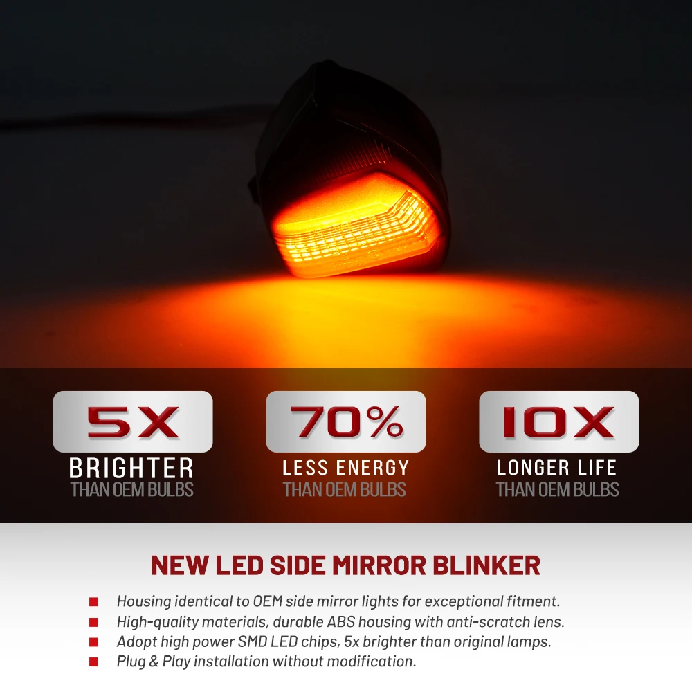 2X LED Side Mirror Turn Signal Indicator Light for 2012-2023 Ford Transit Custom Tourneo Custom Rearview Turn Signal light