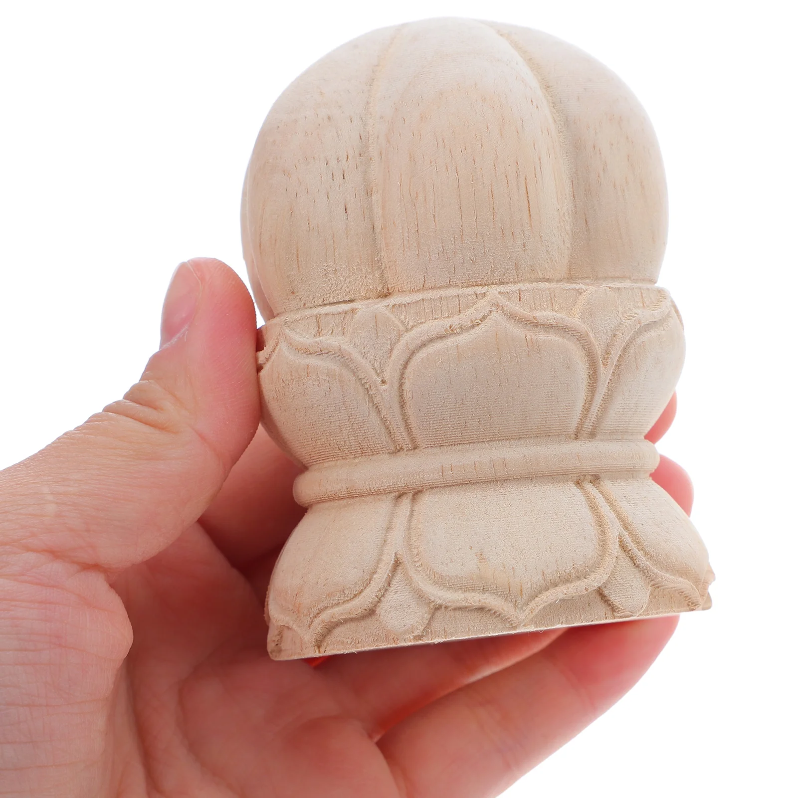 

Elegant Wooden Ball Handmade Carved Lotus Durable Staircase Post Caps Home Decor Diy Furniture Toppers Bed Frames Tables Chairs