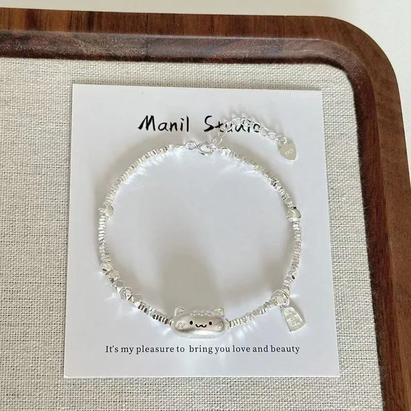 GANPUP Niedliches Katzen-Charm-Armband für Frauen Süße Mode Neue Handkette 925 Versilbertes Schmuckgeschenk Party Alltag pulseras mujer – Detail 4