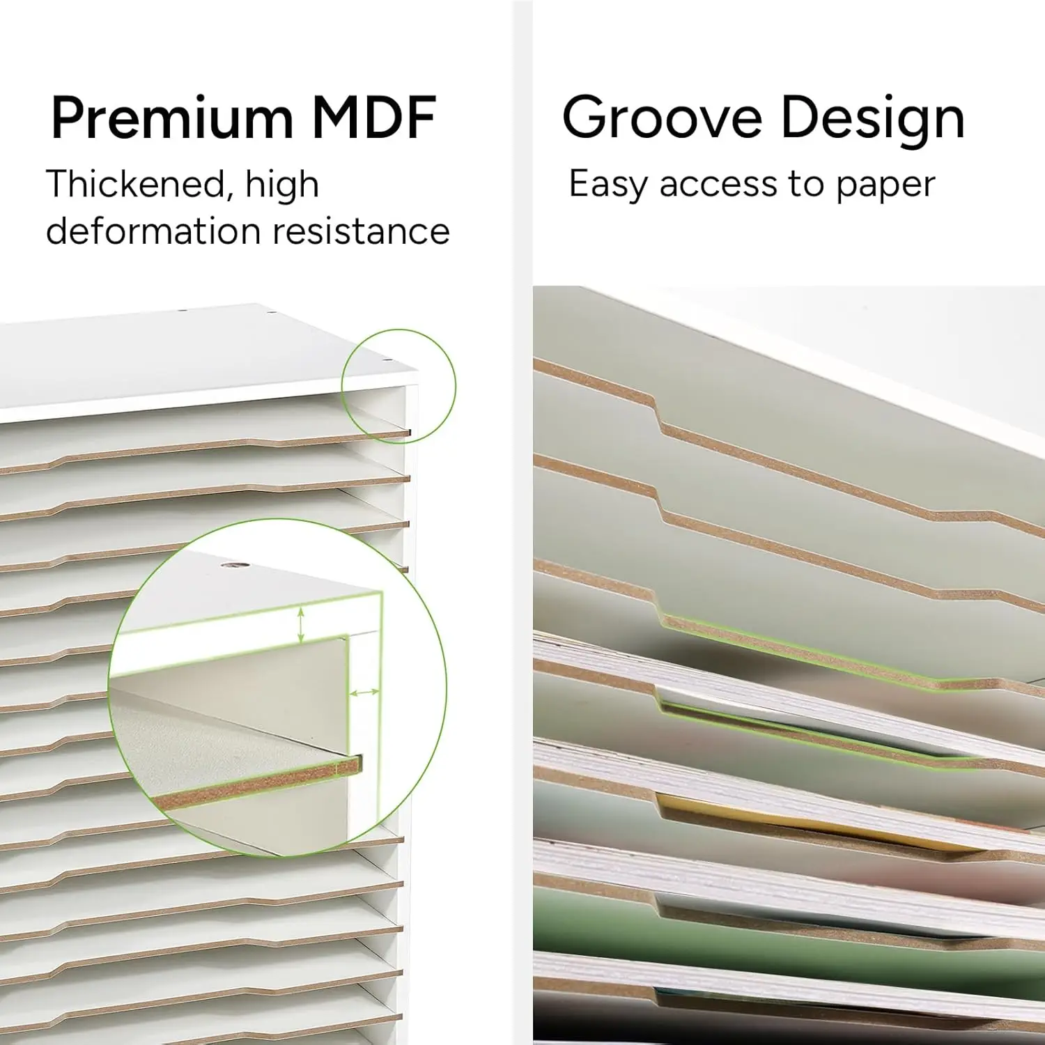 15 Slot Paper Organizer Storage, Wood Adjustable Shelves Paper Storage Shelf with Extraction Slot for 12x12Inch Scrapbooks