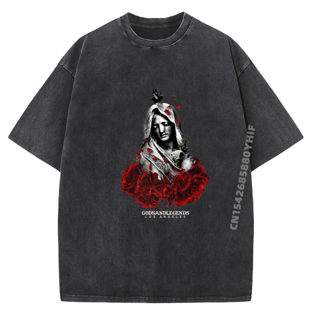 

Mens Printed Tshirt Madre Rose Fashion T Shirt Men Graphic Tshirts Mens Luxury Design High Quality Cotton Washed Clothes