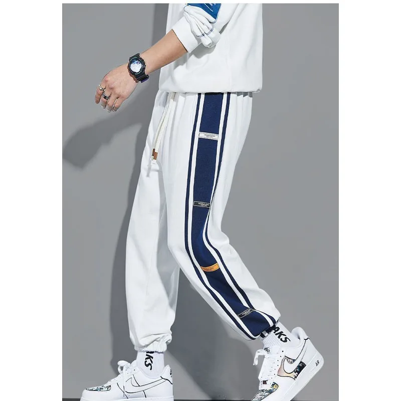 

2023 New Spring and Summer Fashion Casual Splicing Contrast Color Tie Feet Trend Versatile Loose Boys' Sports Casual Pants