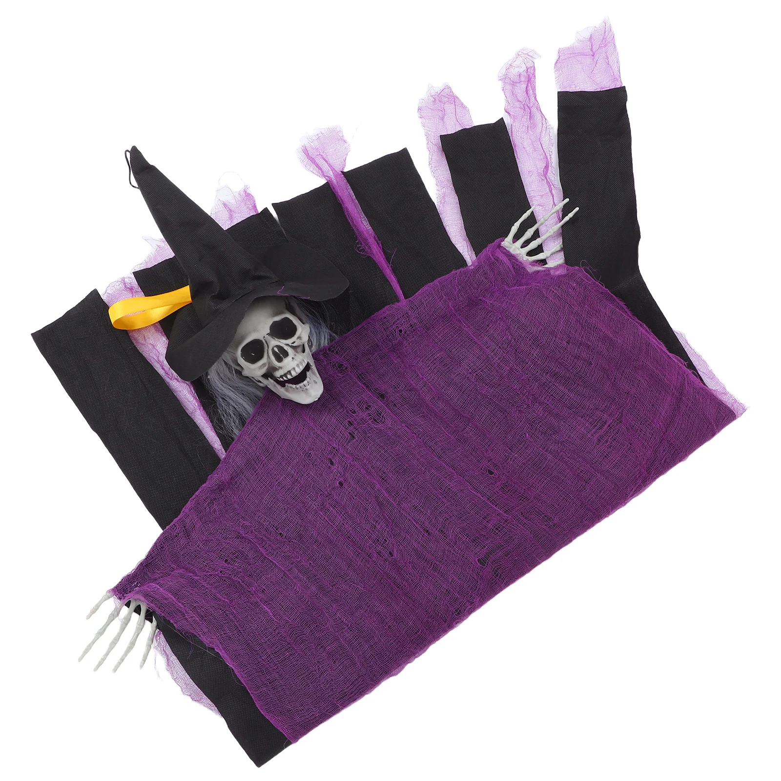 

Hanging Ghost Halloween Decor Scary Skull Long Flowing Robe Adjustable Head Hands Indoor Outdoor Use Front Yard Porch Bar