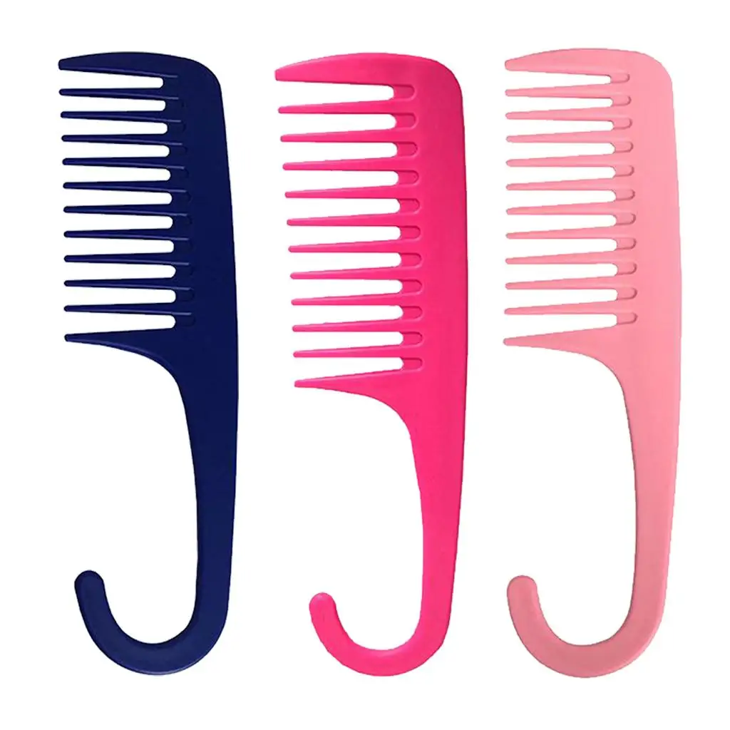 Wide Tooth Comb with Hook Detangling Hair Comb for Curly Long Wet Dry Hair Styling Tools for Women Home Bathroom