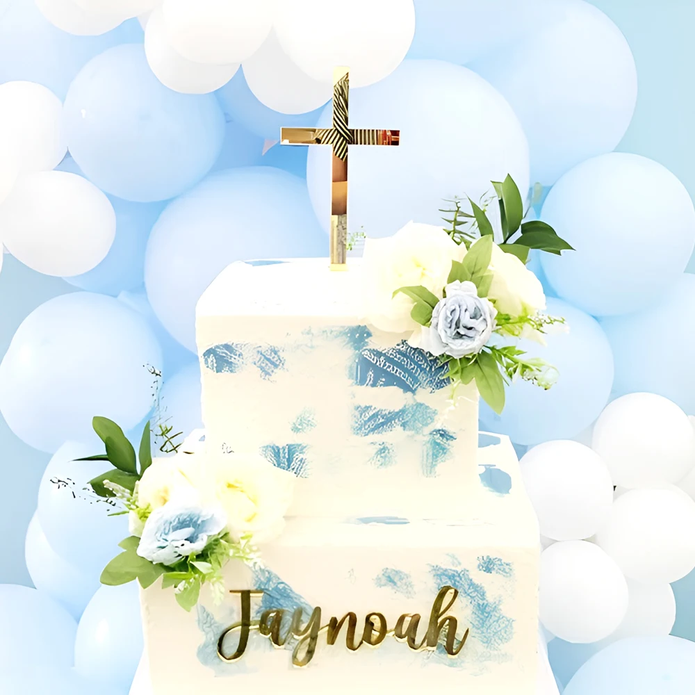 Laser Cut Acrylic Cake Topper, Baptism Cake Decoration, Baptism Name and Cross, Christening Cake Topper