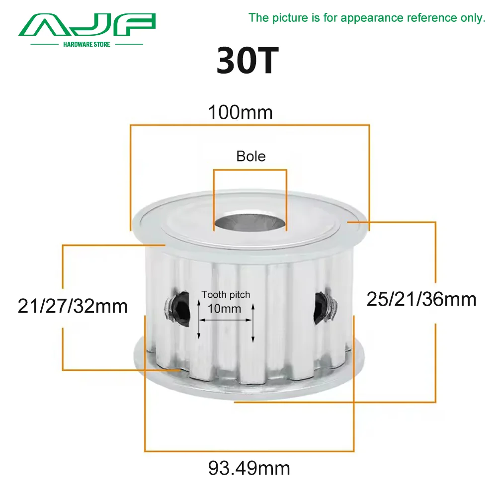 T10 Timing Pulley 30T/40Teeth AF Type T10 Synchronous Wheel Bore 8-45mm Belt Width 20/25/30mm