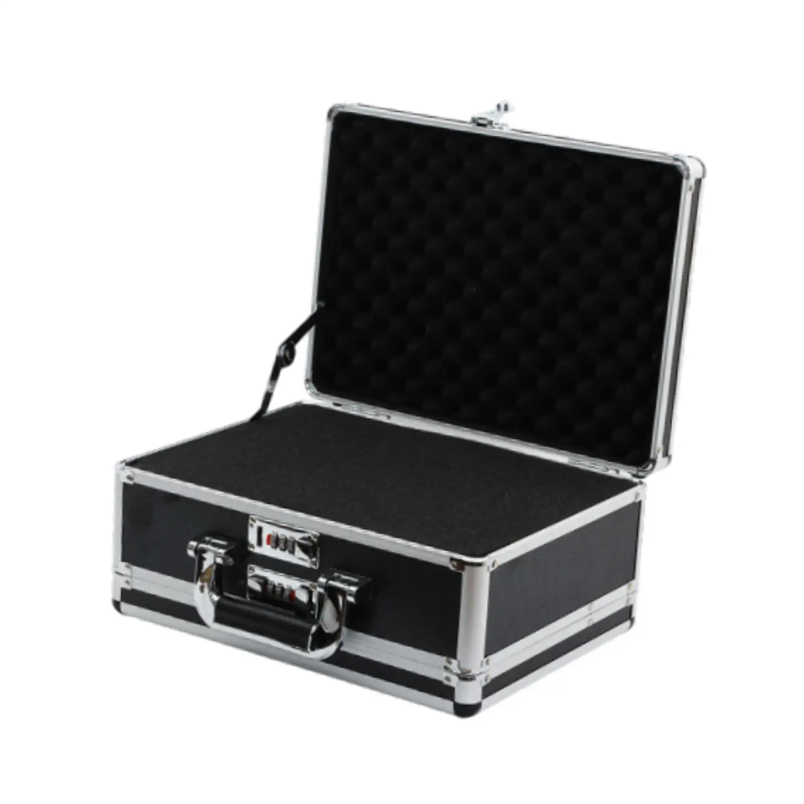 Aluminum Alloy Case Password Lock Box Small 30x23x15cm Multipurpose with Sponge Lining Lightweight Toolbox for Travel Office RV