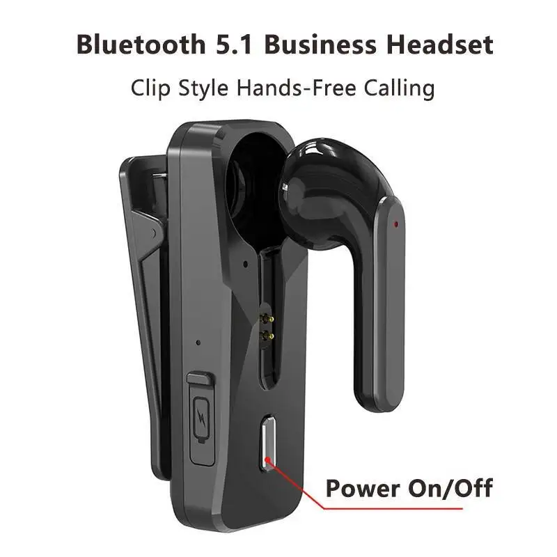 New Bluetooth Wireless Business Earphone With HD Mic Handsfree Call Vibration Reminder Headset Ear-Hook Sports Driving Earbud