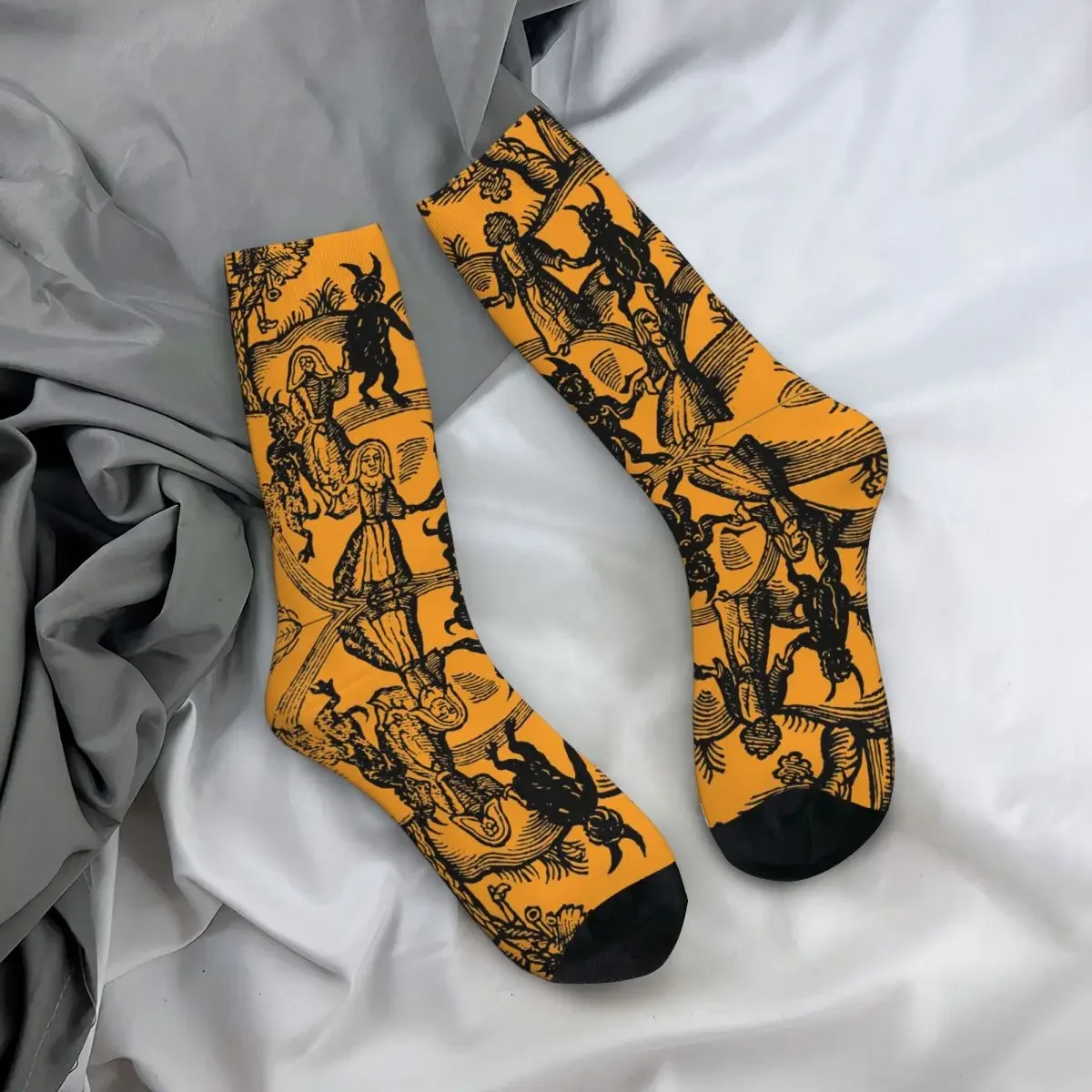 Calcetines largos de baile con el diablo para hombre y mujer, medias absorbentes de sudor, Harajuku, accesorios para todas las estaciones, regalos