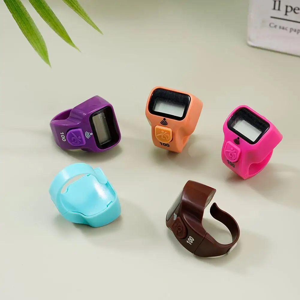 Handheld Electronic Counter Tasbih Finger Rings Tasbeeh Counter LED Display Electronic Finger Clicker Bead Timer Counting