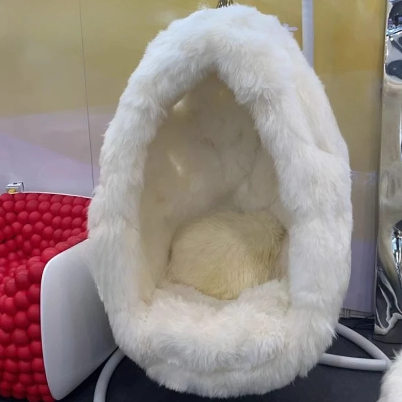 Modern indoor real wool hanging basket hollow hanging eggshell hanging chair