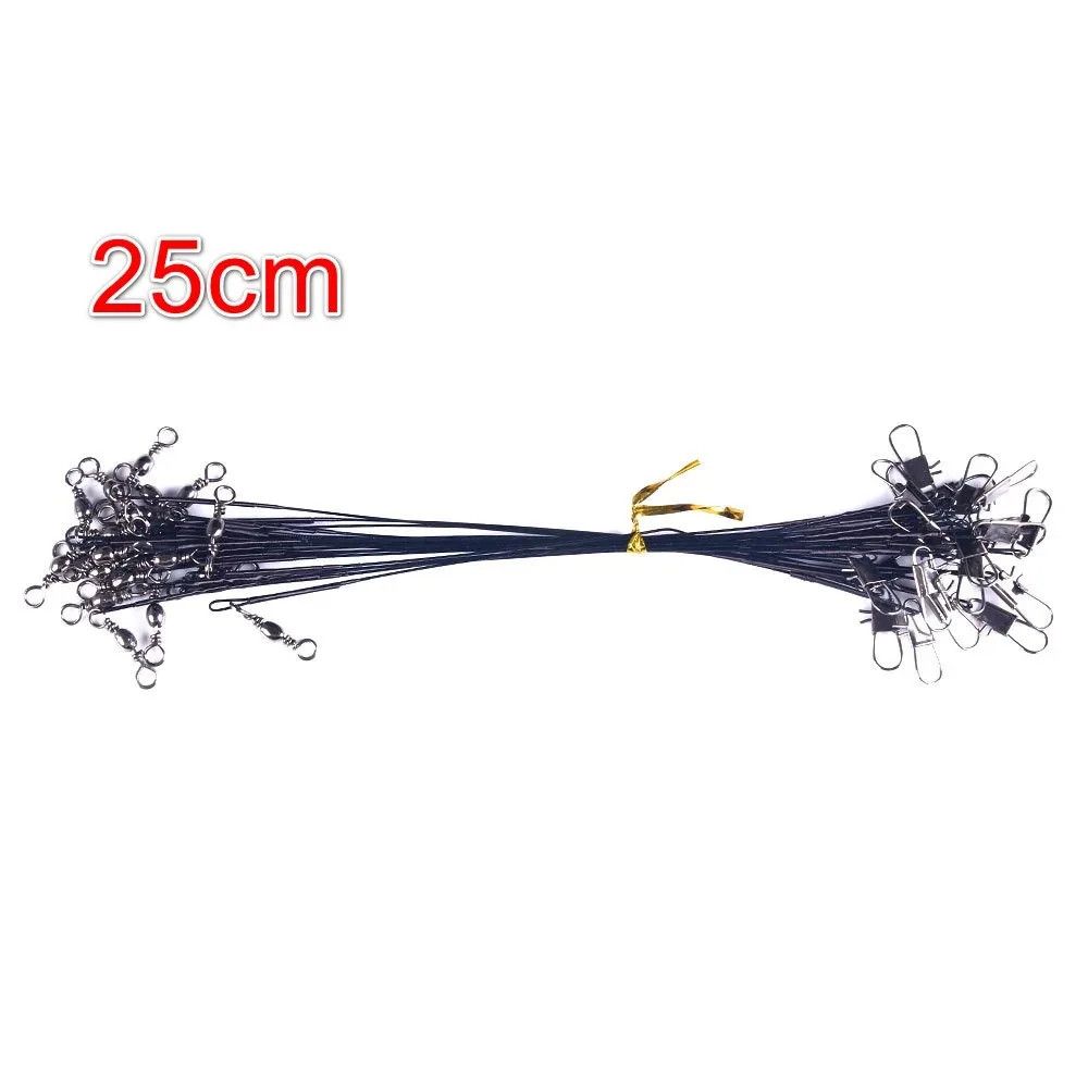 Anti-Biss-Stahl-Angelschnur, Stahldrahtvorfach mit Drehgelenk, Angelzubehör, Bleikern, Leine, Angeldraht, 15 cm, 20 cm, 25 cm, 30 cm