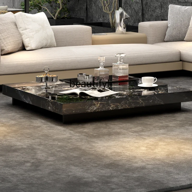 High-end luxury stone coffee table high-end square tea table Italian minimalist designer