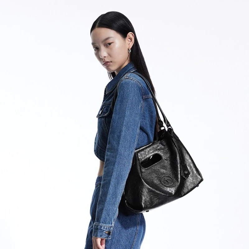 GROTTO 2025 New Fashion CARRY Tote Bag Large Capacity Commuter Cowhide Handbag Single Shoulder Soft Bag