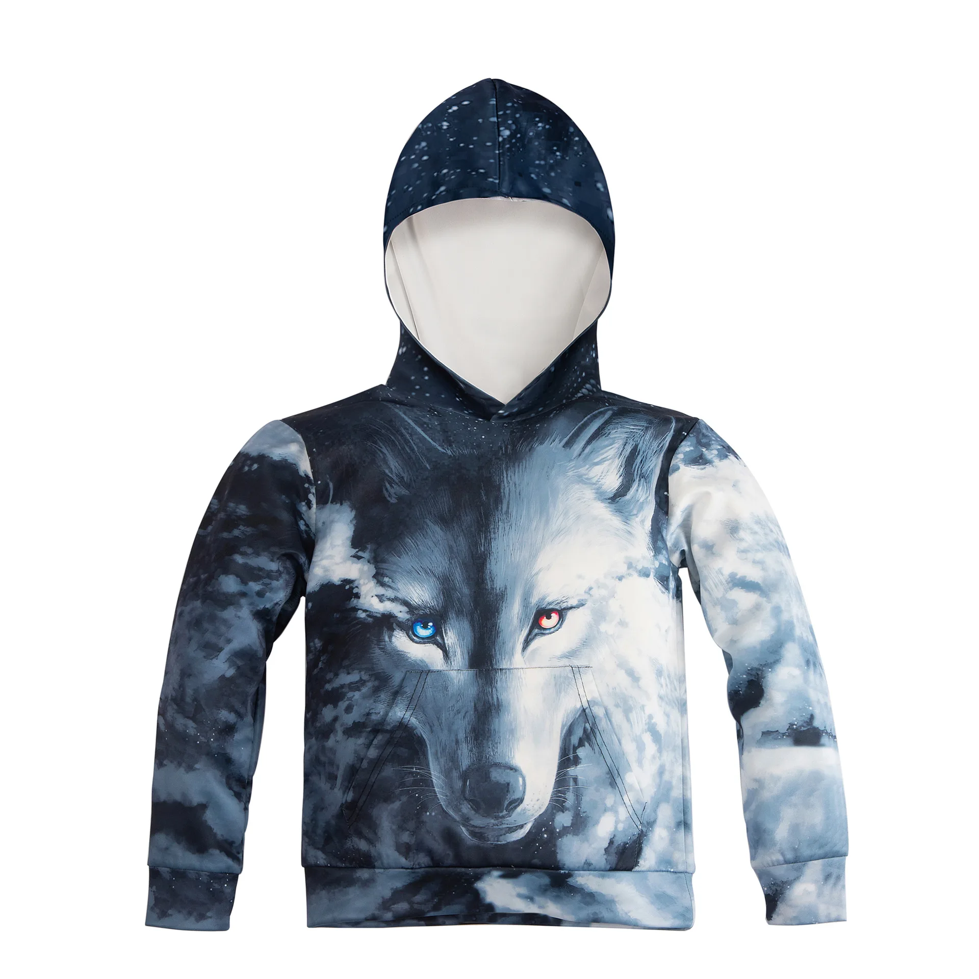 2024 3-8 Years Kids Colorful Long Sleeve Hoodies Lovely Animal Wolf Tiger Print Boys Sweatshirts Children Pullover Casual Tops