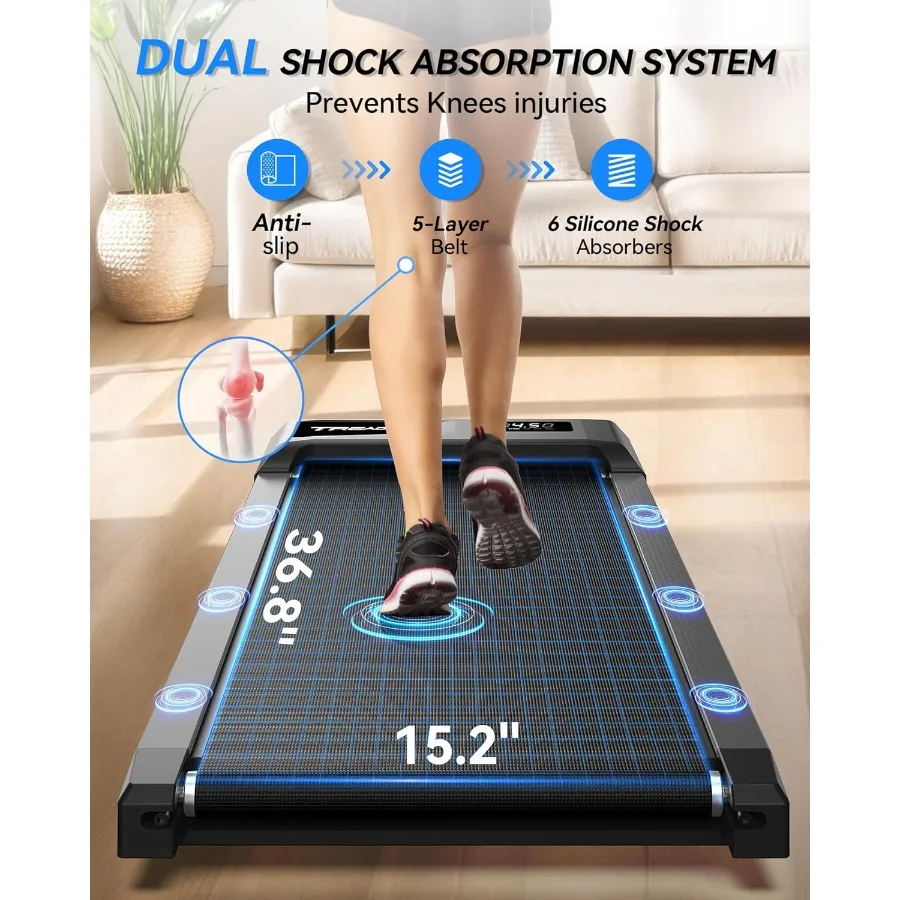 جهاز مشي محمول تحت المكتب للاستخدام المنزلي والمكتبي مع 10 وسادات مشي مائلة قابلة للتعديل تدعم ما يصل إلى 320 رطلًا نقطة اتصال لاسلكية #6