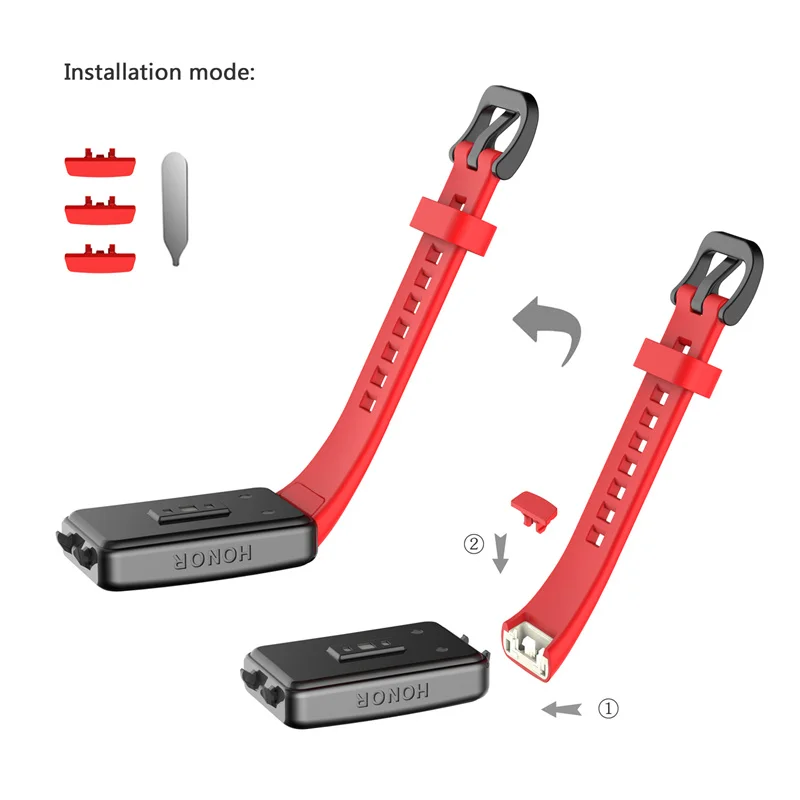 Armband für huawei honor band 6 hochwertiges silikon armband mit hartem pc schwarz uhr gehäuse armband ersatz