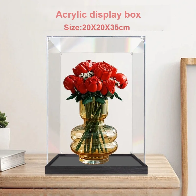 3MM thick acrylic display box for Lego 10328 Rose Bouquet, transparent dust cover, dust-proof box, figurine storage box