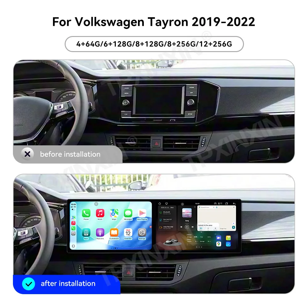 Dual Screen Interaction Android 15 For VW Tacqua Tacqua X 2019~2022 Car Radio Multimedia GPS Navigation Touch Screen Head Unit