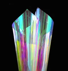 Holographic Clear Window Film Iridescent Window Dichroic Film Decorative Glass Sticker Self-Adhesive Iridescent Cellophane Roll