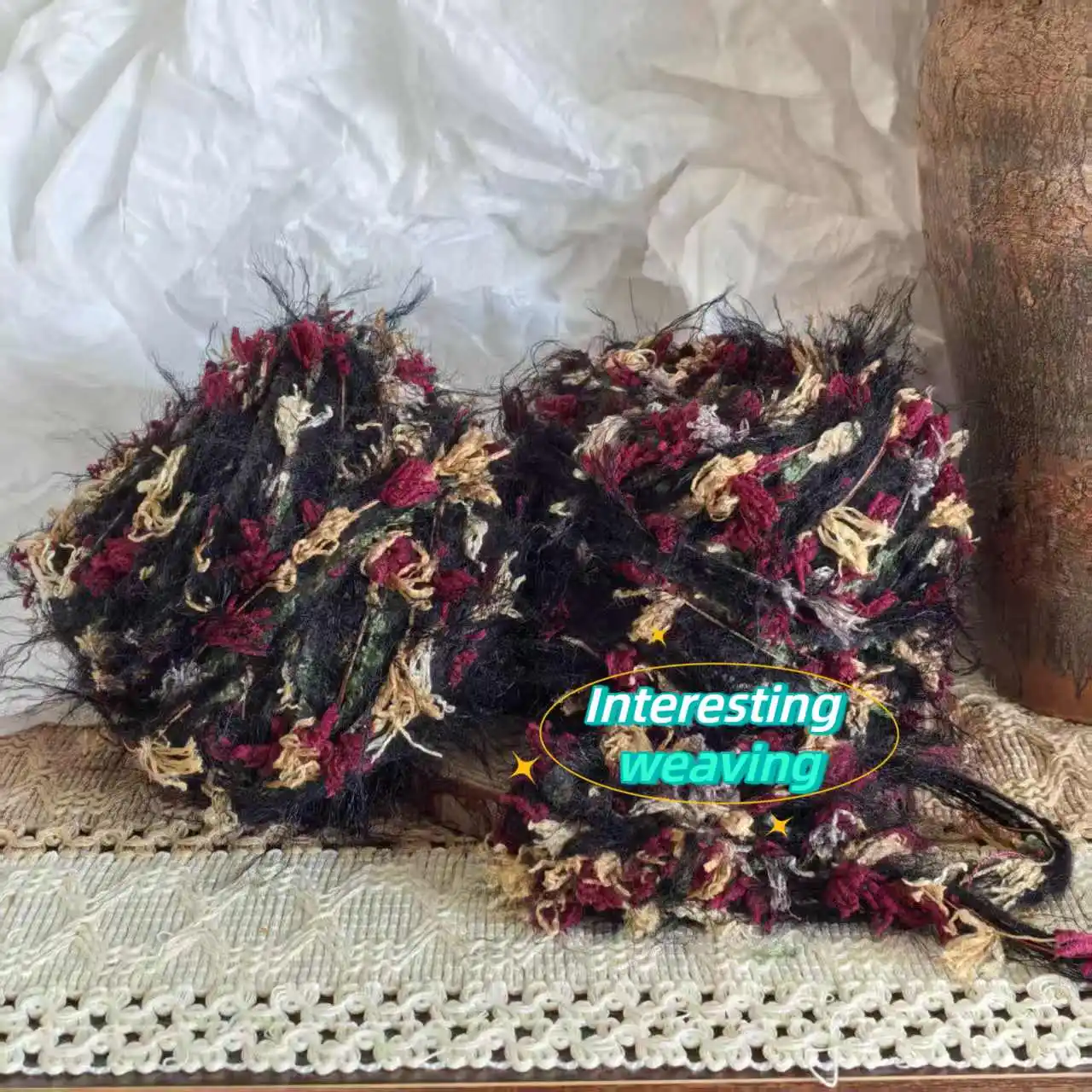 100g Dark Retro Style Hand-mixed Yarn Medium-coarse Crochet Bag Material Mixed Yarn, Crochet Vintage Fringed Shawl Matching Yarn