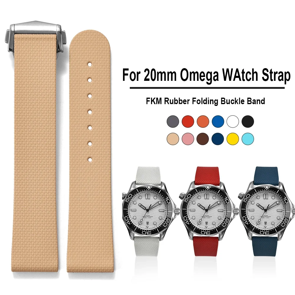 

20mmNew Soft FKM Rubber Watch Strap For Omega Quick Release Watch Band for Seamaster Waterproof Sport Watch Bracelet Belt