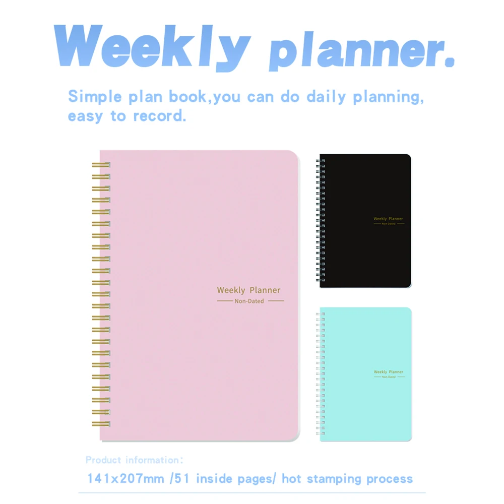 Weekly Planner Undated Spiral Agenda A5 Notebook Planner Daily Plan To Do List Handbook Stationery Office School Supplies