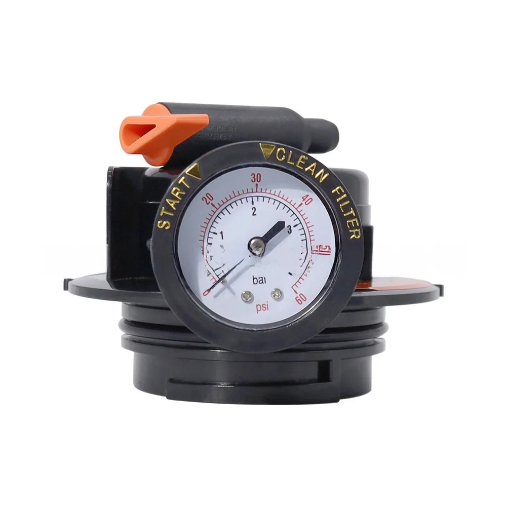 Manual Air Relief Valve Assembly For Hayward DE And Cartridge Pool Filters With 60 PSI Gauge Black Plastic
