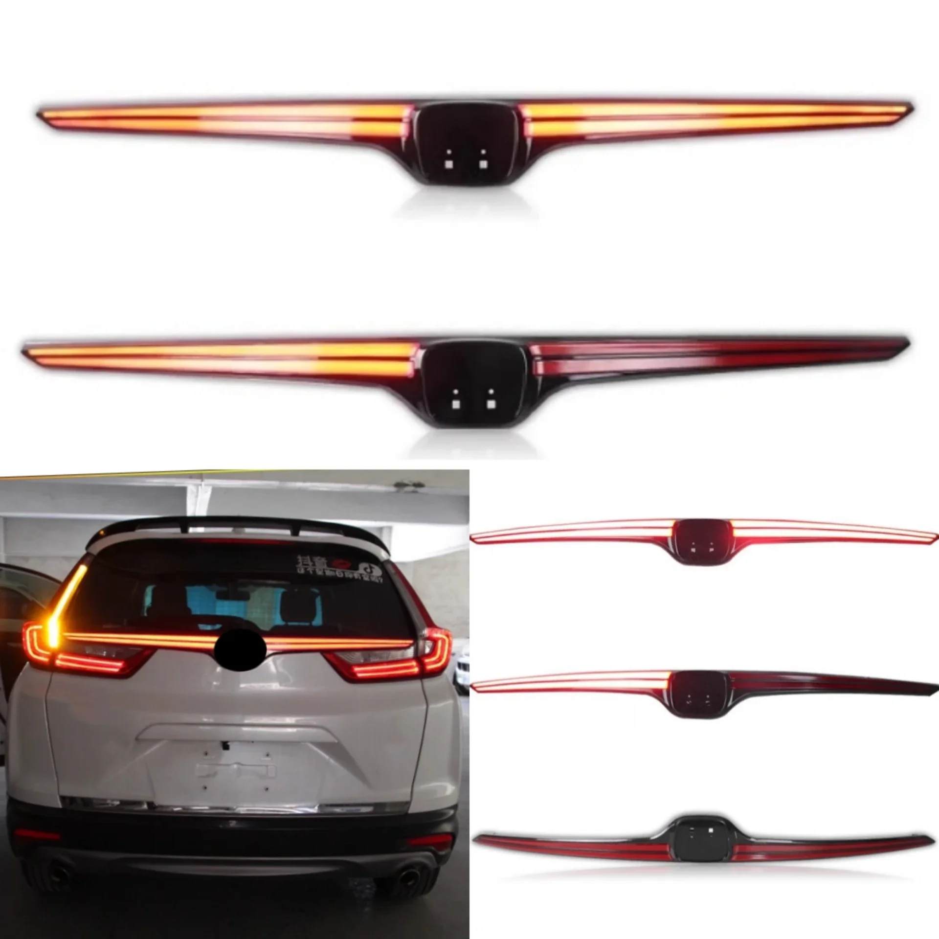 LED Through Lamp for Honda CRV 2017-2022 Modified Carbon Pattern Rear Center Light Brake Light with Turn Signal Car Accessories