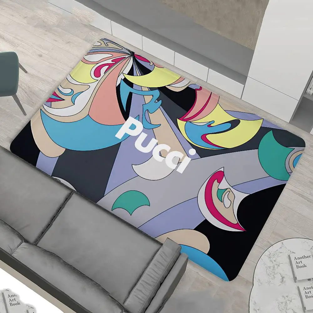 E-emilio P-pucci Logo Bathroom Mat Anti-slip Absorb Water Long Strip Cushion Bedroon Mat Hotel Decor Mat